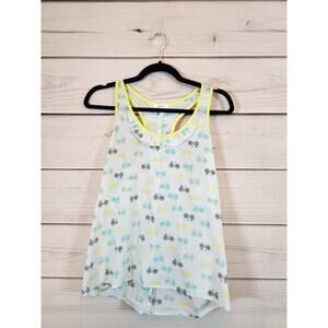 Candie's Women Polyester Ruffled Neck Bicycle Printed Tank Top Size S‎